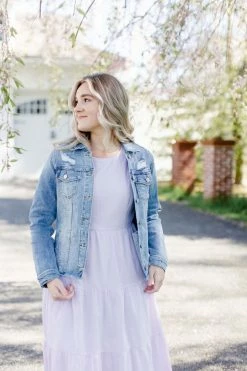 Kan Can USA Tops/Cardigans 'Sydney' Distressed Denim Jacket In Light Wash 7 Kan Can USA Tops/Cardigans 'Sydney' Distressed Denim Jacket In Light Wash