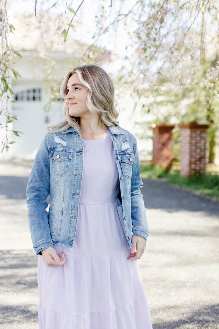 Kan Can USA Tops/Cardigans 'Sydney' Distressed Denim Jacket In Light Wash 3 Kan Can USA Tops/Cardigans 'Sydney' Distressed Denim Jacket In Light Wash