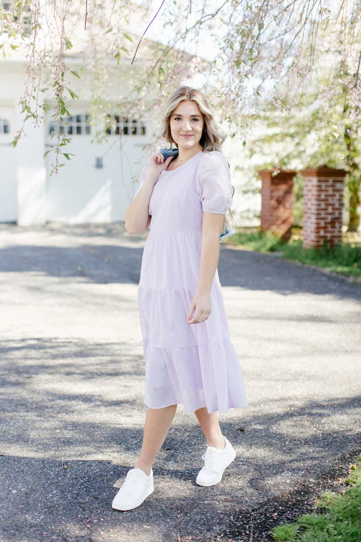 Listicle 'Lillian' Woven Tiered Midi Dress In Lilac FINAL SALE 2 Listicle 'Lillian' Woven Tiered Midi Dress In Lilac FINAL SALE