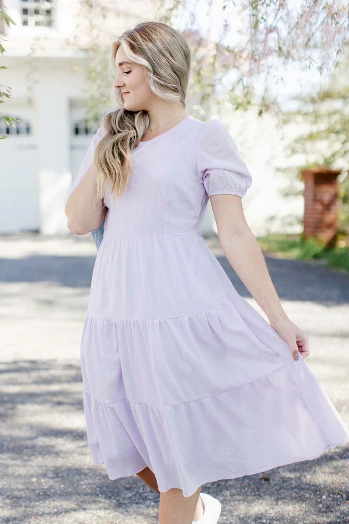 Listicle 'Lillian' Woven Tiered Midi Dress In Lilac FINAL SALE 5 Listicle 'Lillian' Woven Tiered Midi Dress In Lilac FINAL SALE