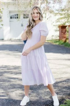 Listicle 'Lillian' Woven Tiered Midi Dress In Lilac FINAL SALE