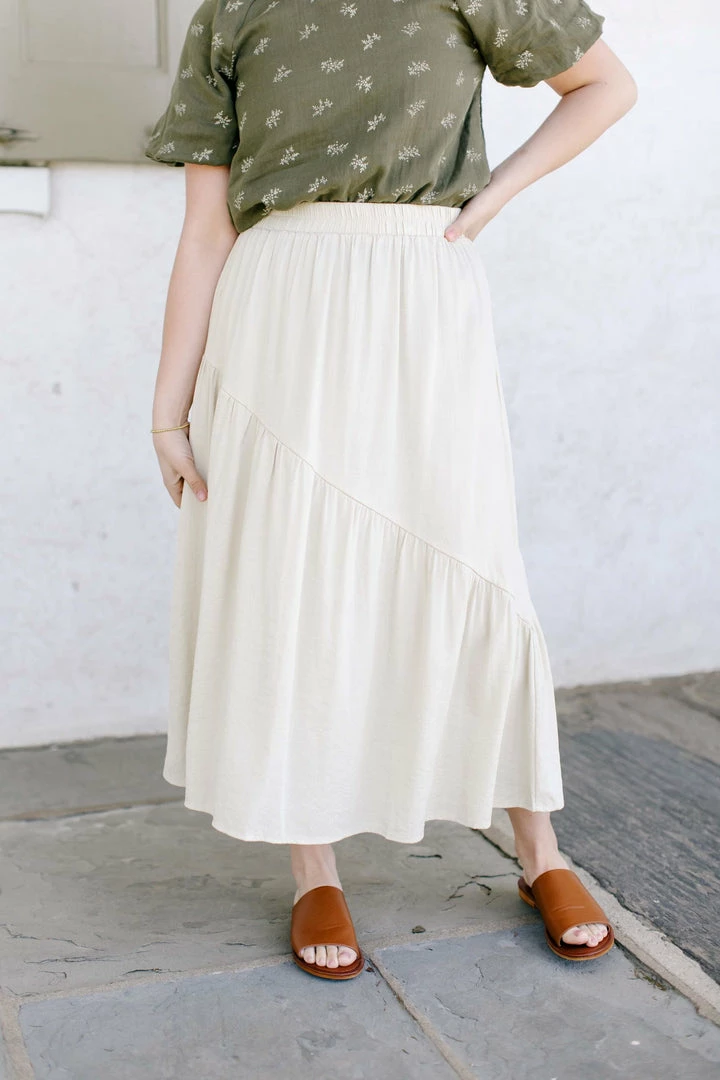 Hayden Los Angeles Skirts 'Winnie' Asymmetric Ruffle Skirt In Beige FINAL SALE 2 Hayden Los Angeles Skirts 'Winnie' Asymmetric Ruffle Skirt In Beige FINAL SALE