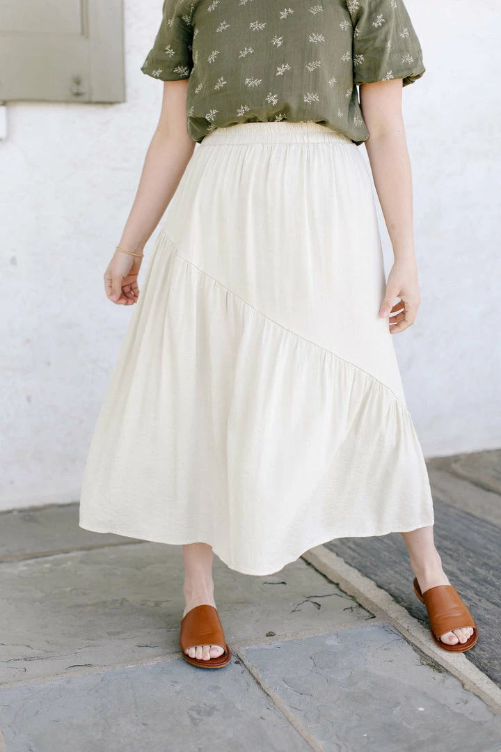 Hayden Los Angeles Skirts 'Winnie' Asymmetric Ruffle Skirt In Beige FINAL SALE 3 Hayden Los Angeles Skirts 'Winnie' Asymmetric Ruffle Skirt In Beige FINAL SALE