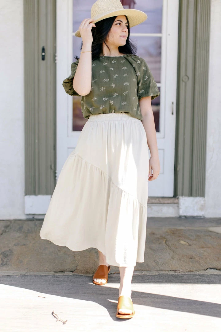 Hayden Los Angeles Skirts 'Winnie' Asymmetric Ruffle Skirt In Beige FINAL SALE 1 Hayden Los Angeles Skirts 'Winnie' Asymmetric Ruffle Skirt In Beige FINAL SALE