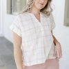 Blu Pepper Summer Collection 'Bennet' Grid Print Top In Cream FINAL SALE