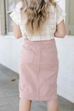 The Main Street Exchange 'Sara' Classic Knee Length Denim In Dusty Rose Exclusive Designs