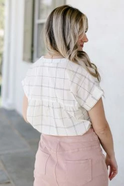 Blu Pepper Summer Collection 'Bennet' Grid Print Top In Cream FINAL SALE 7 Blu Pepper Summer Collection 'Bennet' Grid Print Top In Cream FINAL SALE