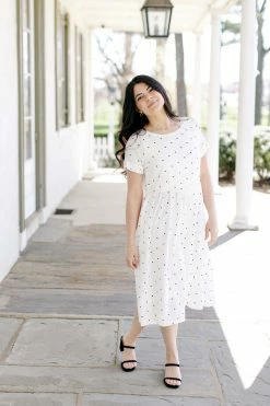 Roolee Summer Collection 'Eloise' Polka Dot Midi Dress In White