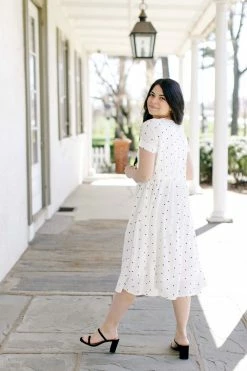 Roolee Summer Collection 'Eloise' Polka Dot Midi Dress In White