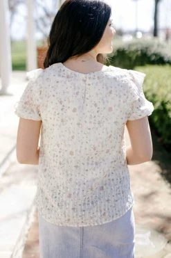 Hayden Los Angeles 'Blossom' Textured Floral Ruffle Top In Cream Tops/Cardigans 10 Hayden Los Angeles 'Blossom' Textured Floral Ruffle Top In Cream Tops/Cardigans