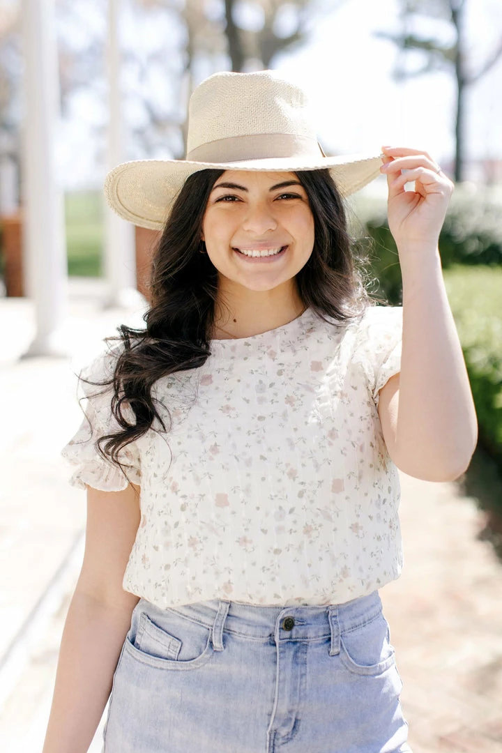 Hayden Los Angeles 'Blossom' Textured Floral Ruffle Top In Cream Tops/Cardigans 3 Hayden Los Angeles 'Blossom' Textured Floral Ruffle Top In Cream Tops/Cardigans