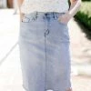 The Main Street Exchange Exclusive Designs 'Lily' Light Denim Knee Length Skirt