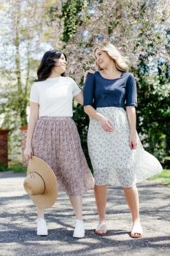 Mikarose Skirts 'Sariah' Floral Pleated Midi Skirt