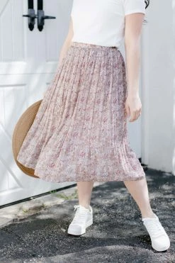 Mikarose Skirts 'Sariah' Floral Pleated Midi Skirt