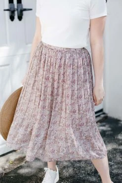 Mikarose Skirts 'Sariah' Floral Pleated Midi Skirt