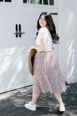 Mikarose Skirts 'Sariah' Floral Pleated Midi Skirt