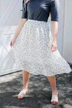 Mikarose Skirts 'Sariah' Floral Pleated Midi Skirt