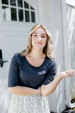 Mikarose 'Candace' Half Sleeve Top In Deep Navy