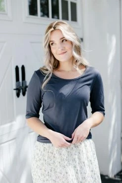 Mikarose 'Candace' Half Sleeve Top In Deep Navy