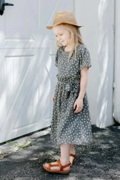 The Main Street Exchange 'Ramona' Girl Floral Dress In Sage