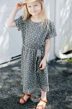 The Main Street Exchange 'Ramona' Girl Floral Dress In Sage