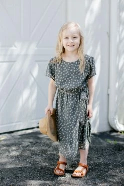 The Main Street Exchange 'Ramona' Girl Floral Dress In Sage