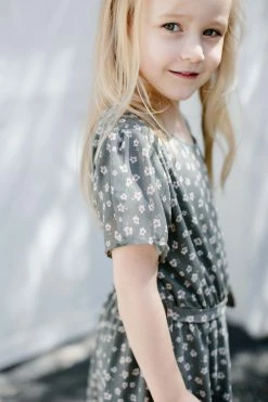 The Main Street Exchange 'Ramona' Girl Floral Dress In Sage