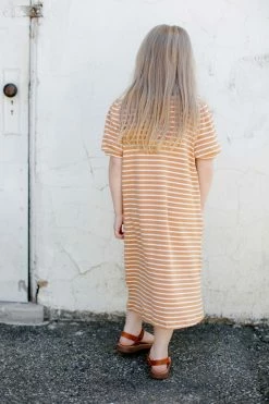 Hayden Summer Collection 'Essie' Girl Striped Knit Dress In Amber