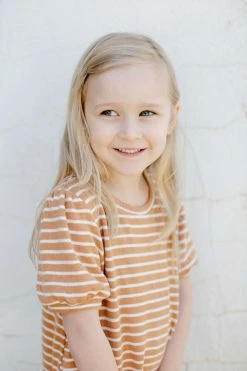 Hayden Summer Collection 'Essie' Girl Striped Knit Dress In Amber