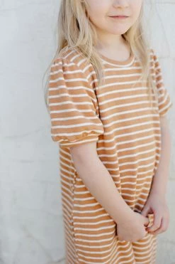 Hayden Summer Collection 'Essie' Girl Striped Knit Dress In Amber