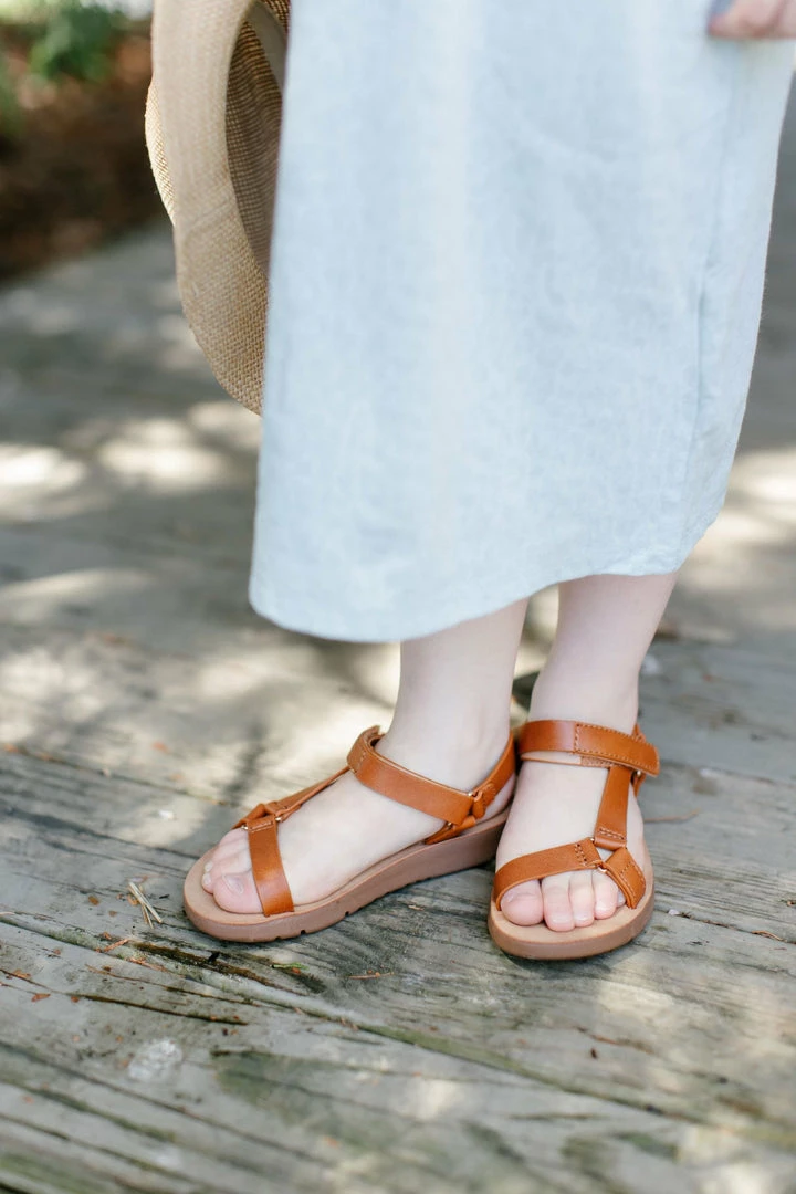 Shoe Addict 'Gracie' Girl Velcro Strap Sandals In Brown 1 Shoe Addict 'Gracie' Girl Velcro Strap Sandals In Brown