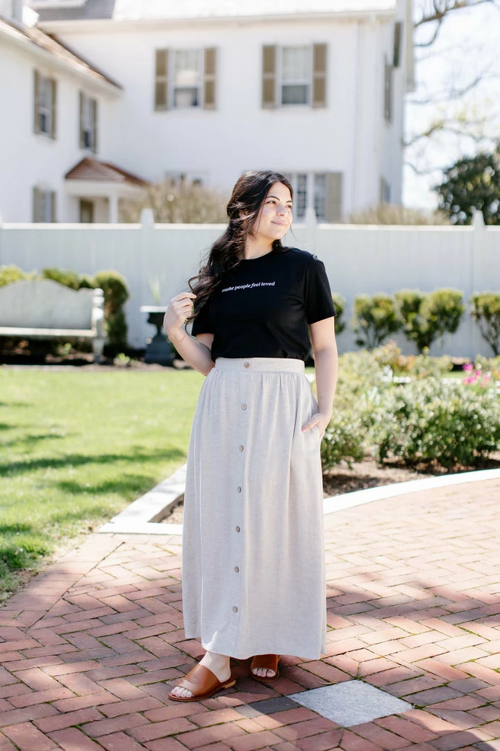 Gilli 'Athena' Button Down Midi Skirt In Natural 5 Gilli 'Athena' Button Down Midi Skirt In Natural