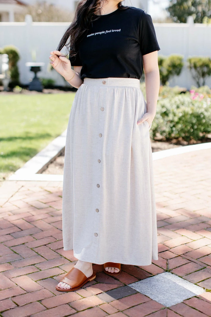 Gilli 'Athena' Button Down Midi Skirt In Natural 3 Gilli 'Athena' Button Down Midi Skirt In Natural