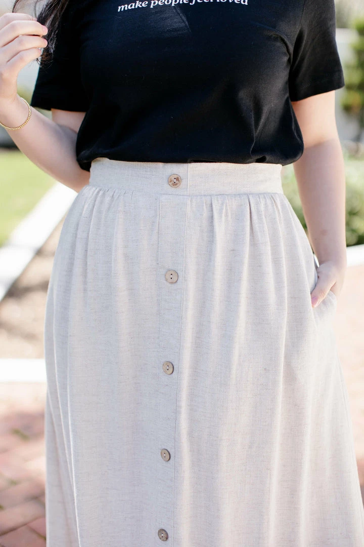 Gilli 'Athena' Button Down Midi Skirt In Natural 4 Gilli 'Athena' Button Down Midi Skirt In Natural