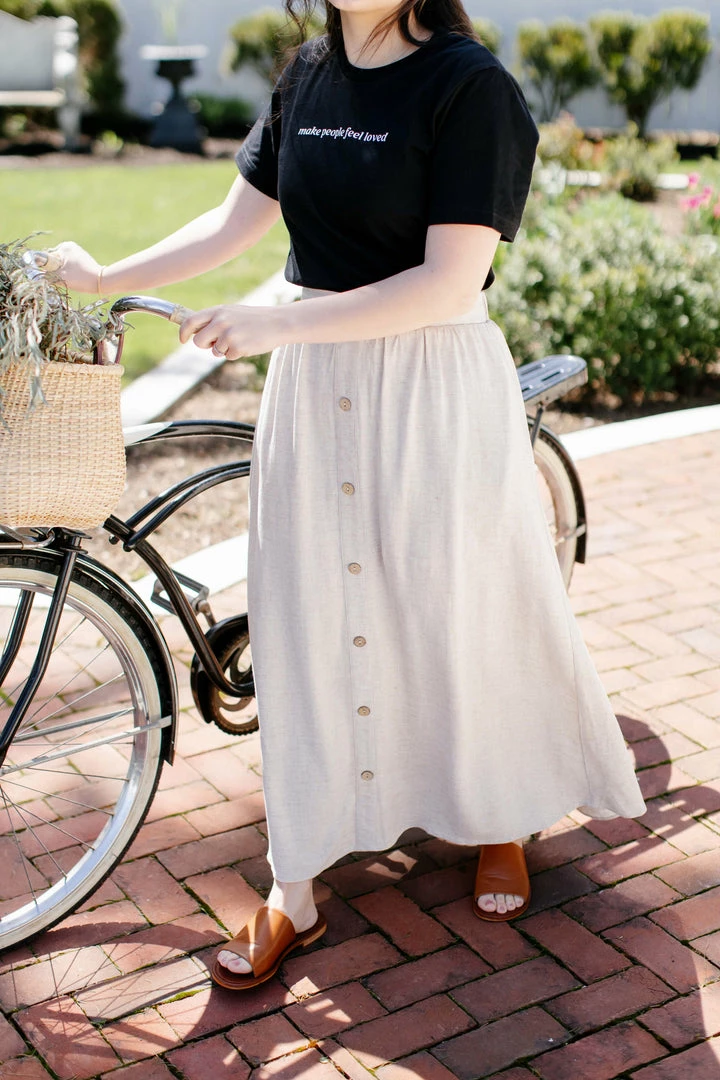 Gilli 'Athena' Button Down Midi Skirt In Natural 2 Gilli 'Athena' Button Down Midi Skirt In Natural