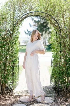 The Main Street Exchange 'Odessa' Lace Maxi Dress In Champagne Exclusive Designs