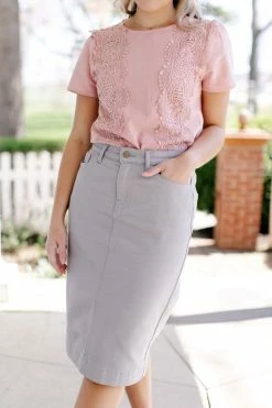 The Main Street Exchange 'Leah' Denim Skirt In Light Grey 10 The Main Street Exchange 'Leah' Denim Skirt In Light Grey