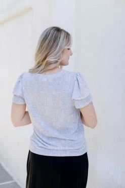 Hayden Los Angeles 'Talia' Printed Ruffle Sleeve Top In Sky Blue Tops/Cardigans 8 Hayden Los Angeles 'Talia' Printed Ruffle Sleeve Top In Sky Blue Tops/Cardigans