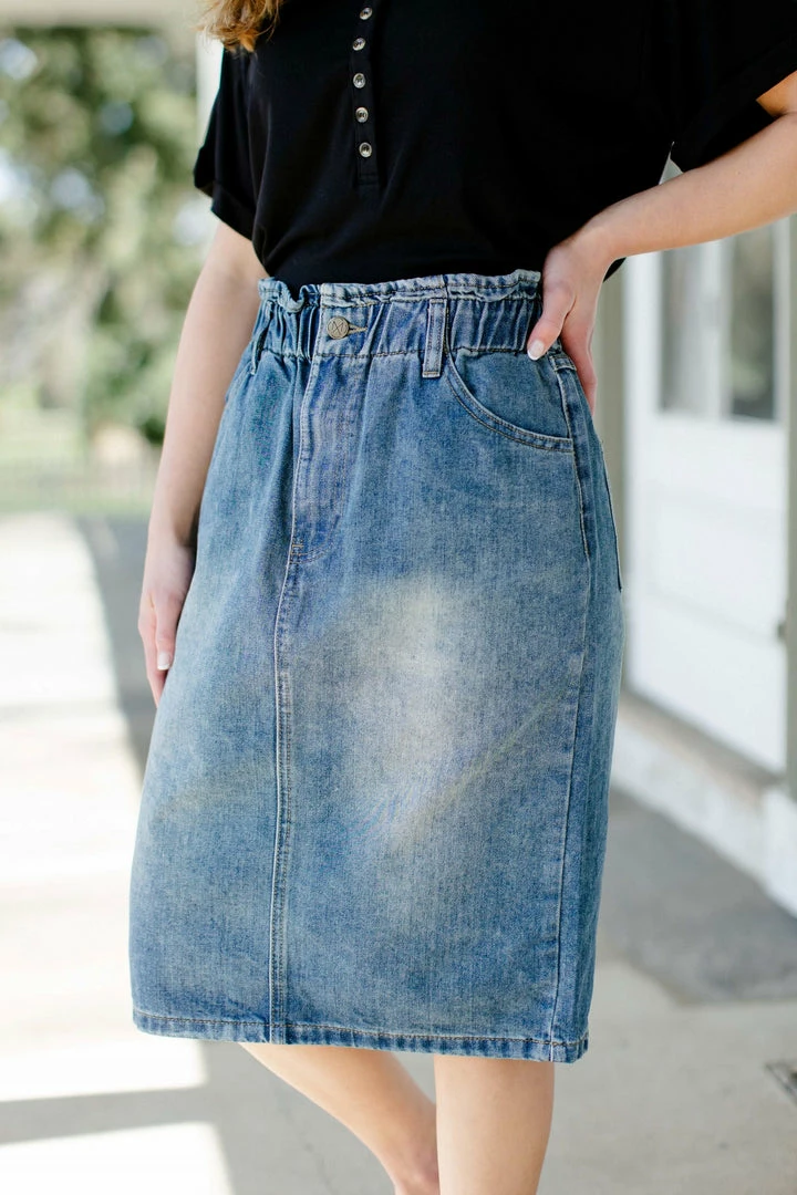 The Main Street Exchange 'Shira' Elastic Waist Denim Skirt 3 The Main Street Exchange 'Shira' Elastic Waist Denim Skirt