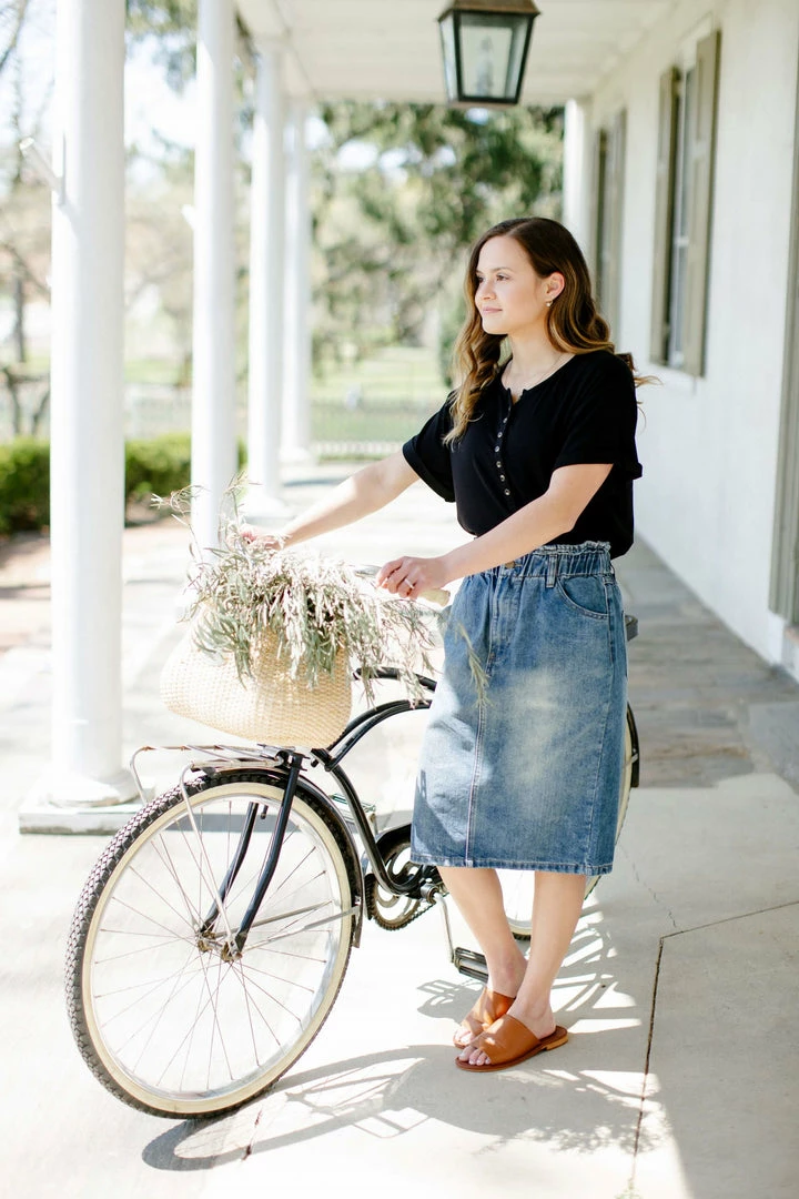 The Main Street Exchange 'Shira' Elastic Waist Denim Skirt 4 The Main Street Exchange 'Shira' Elastic Waist Denim Skirt
