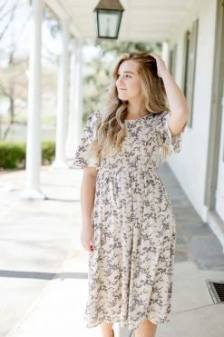 The Main Street Exchange 'Windsor' Smocked Bodice Floral Dress In Parchment Exclusive Designs 11 The Main Street Exchange 'Windsor' Smocked Bodice Floral Dress In Parchment Exclusive Designs