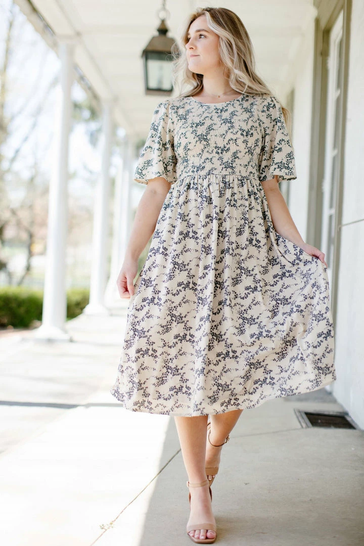 The Main Street Exchange 'Windsor' Smocked Bodice Floral Dress In Parchment Exclusive Designs 7 The Main Street Exchange 'Windsor' Smocked Bodice Floral Dress In Parchment Exclusive Designs