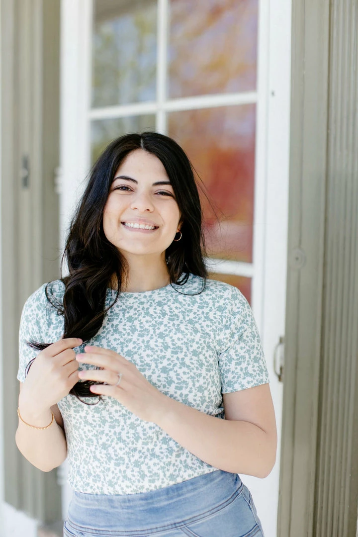 Tea N Rose Tops/Cardigans 'Ada' Floral Ribbed Tee In Ivory 3 Tea N Rose Tops/Cardigans 'Ada' Floral Ribbed Tee In Ivory