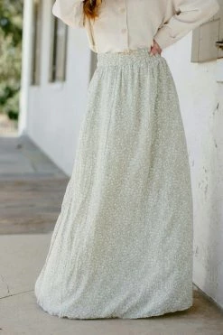 Mikarose 'Darcy' Floral Maxi Skirt In Pastel Green