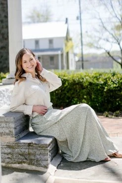 Mikarose 'Darcy' Floral Maxi Skirt In Pastel Green