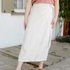 Hem & Thread 'Cleo' Frayed Edge Woven Wrap Skirt In Natural