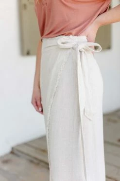 Hem & Thread 'Cleo' Frayed Edge Woven Wrap Skirt In Natural 8 Hem & Thread 'Cleo' Frayed Edge Woven Wrap Skirt In Natural