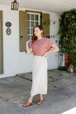 Hem & Thread 'Cleo' Frayed Edge Woven Wrap Skirt In Natural 9 Hem & Thread 'Cleo' Frayed Edge Woven Wrap Skirt In Natural