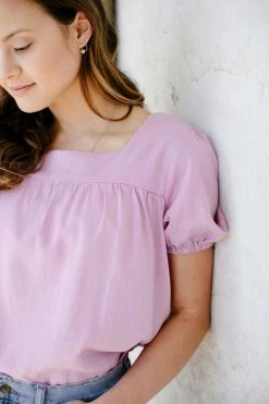 Hayden Los Angeles Tops/Cardigans 'Alyssa' Square Neck Puff Sleeve Top