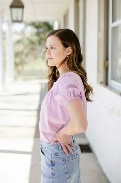 Hayden Los Angeles Tops/Cardigans 'Alyssa' Square Neck Puff Sleeve Top